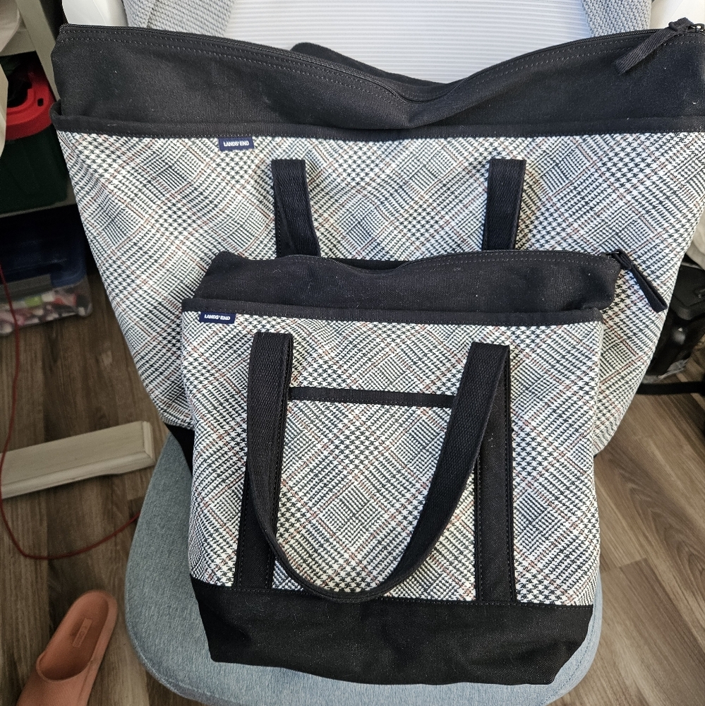 Two lands end canvas tote bags